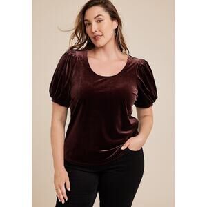 Maurices 2X Top Womens Velvet Puff Sleeve Blouse Whimsigoth Fairy Grunge Plus